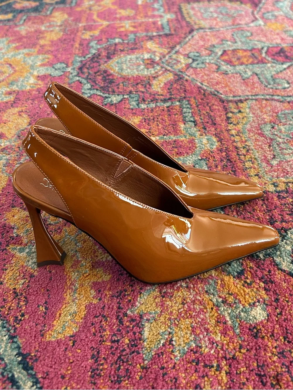 Jeffrey Campbell | Women's Caramel Patent Leather Slingback Alimony Pumps Sz 7.5